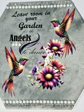 Angels Dance Quote Hexagon Plaque Highlighted With Rhinestones.